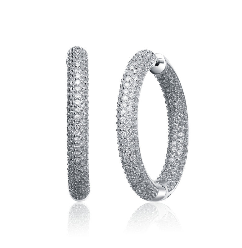 Массивные серьги-кольца из стерлингового серебра с покрытием из белого золота и прозрачными кубическими цирконами Genevive, серебряный
Массивные серьги-кольца из стерлингового серебра с покрытием из белого золота и прозрачными кубическими цирконами Genevive, серебряный