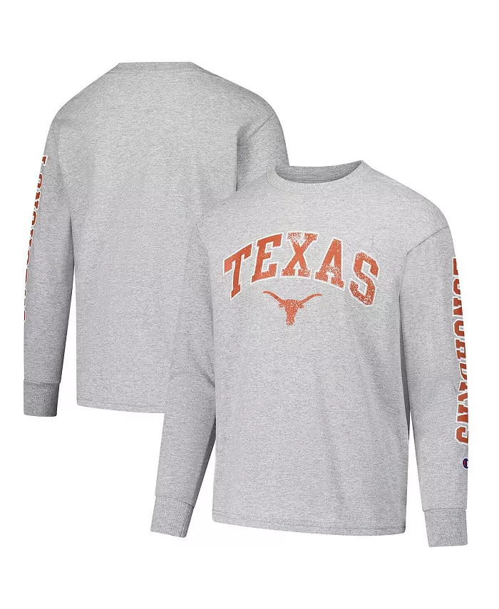 Серая футболка с длинным рукавом Big Boys and Girls Texas Longhorns с потертым логотипом в виде арки Champion
Серая футболка с длинным рукавом Big Boys and Girls Texas Longhorns с потертым логотипом в виде арки Champion