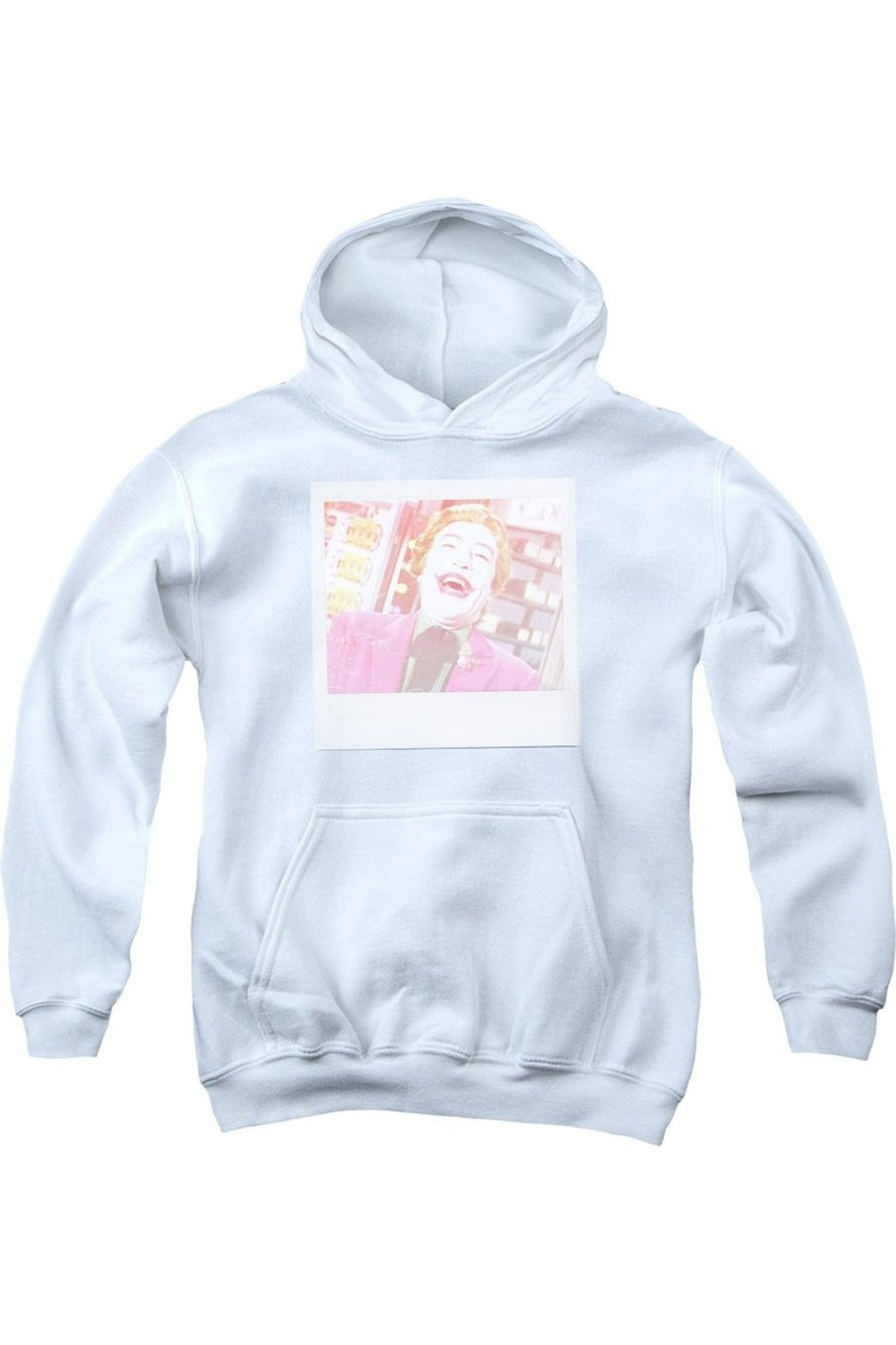 Батмен в стиле классического ТВ: худи с капюшоном для молодежи Gildan, белый 
Батмен в стиле классического ТВ: худи с капюшоном для молодежи Gildan, белый