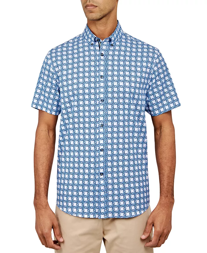 Мужская классическая рубашка Regular Fit Non-Iron с круговым принтом Performance Stretch на пуговицах Society of Threads, синий
Мужская классическая рубашка Regular Fit Non-Iron с круговым принтом Performance Stretch на пуговицах Society of Threads, синий