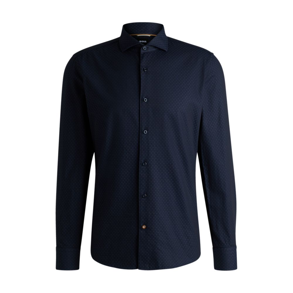 Рубашка свободного кроя из структурированного хлопка с рисунком BOSS, темно-синий
Рубашка свободного кроя из структурированного хлопка с рисунком BOSS, темно-синий