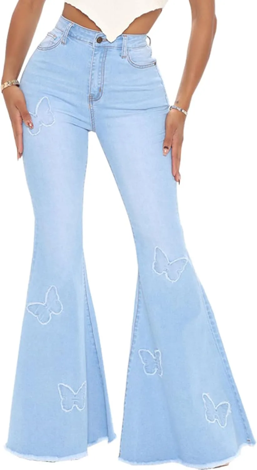 Женские джинсы Butterfly Bell Bottom с высокой талией, эластичные, с вышивкой и классическим клешем PaladMom
Женские джинсы Butterfly Bell Bottom с высокой талией, эластичные, с вышивкой и классическим клешем PaladMom