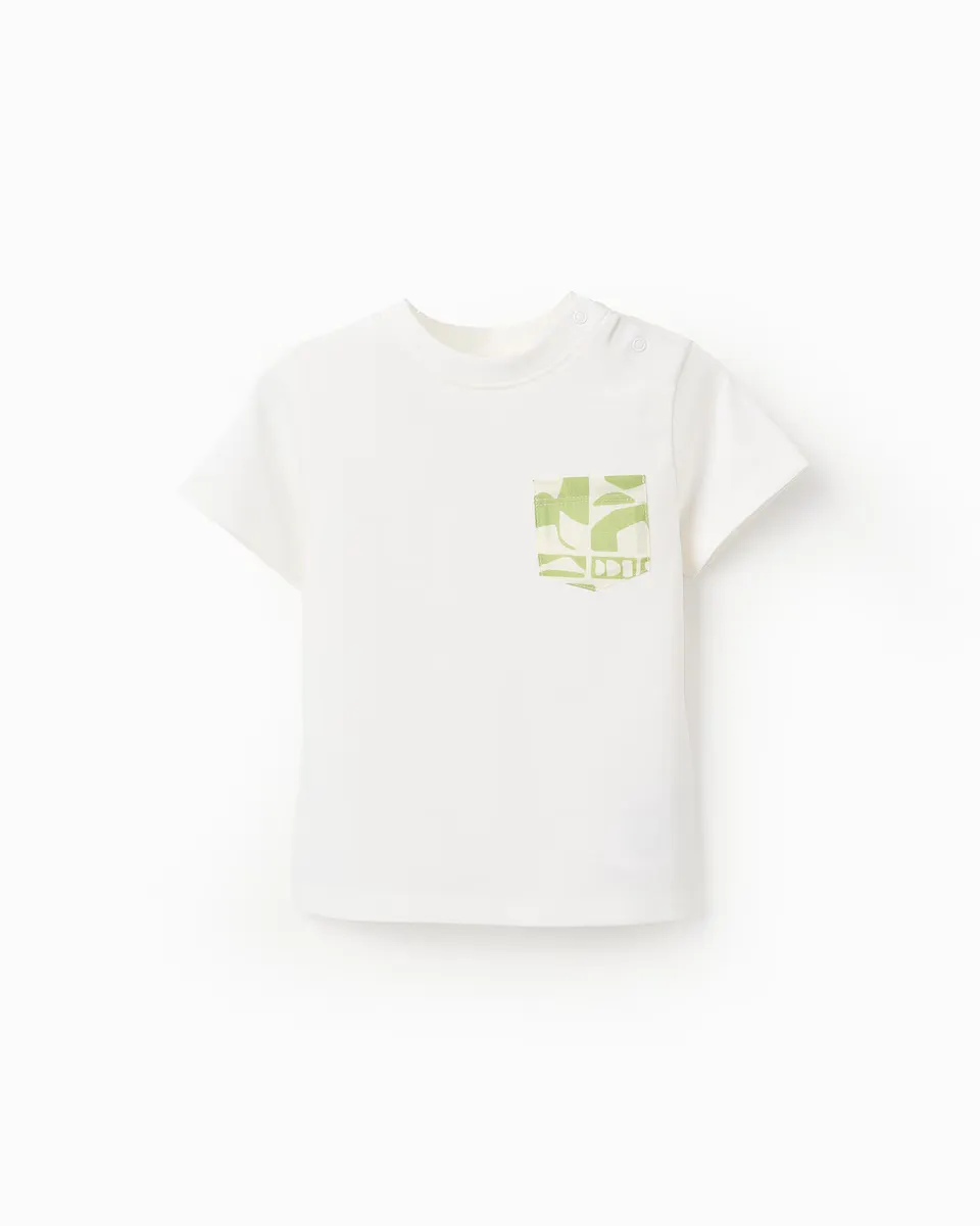 Футболка с короткими рукавами и карманом для мальчика Zippy, белый 
Футболка с короткими рукавами и карманом для мальчика Zippy, белый