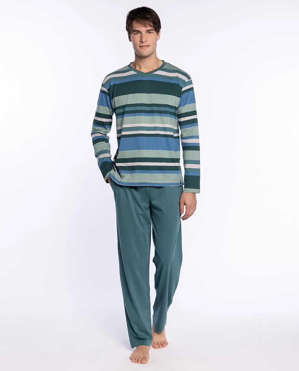Мужская длинная пижама трикотажная Punto Blanco, синий/зеленый
Мужская длинная пижама трикотажная Punto Blanco, синий/зеленый
