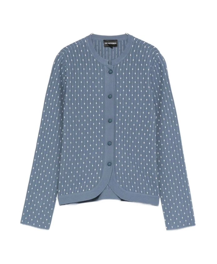 Синий ребристый вязаный свитер с застежкой на пуговицы. Emporio Armani, синий
Синий ребристый вязаный свитер с застежкой на пуговицы. Emporio Armani, синий