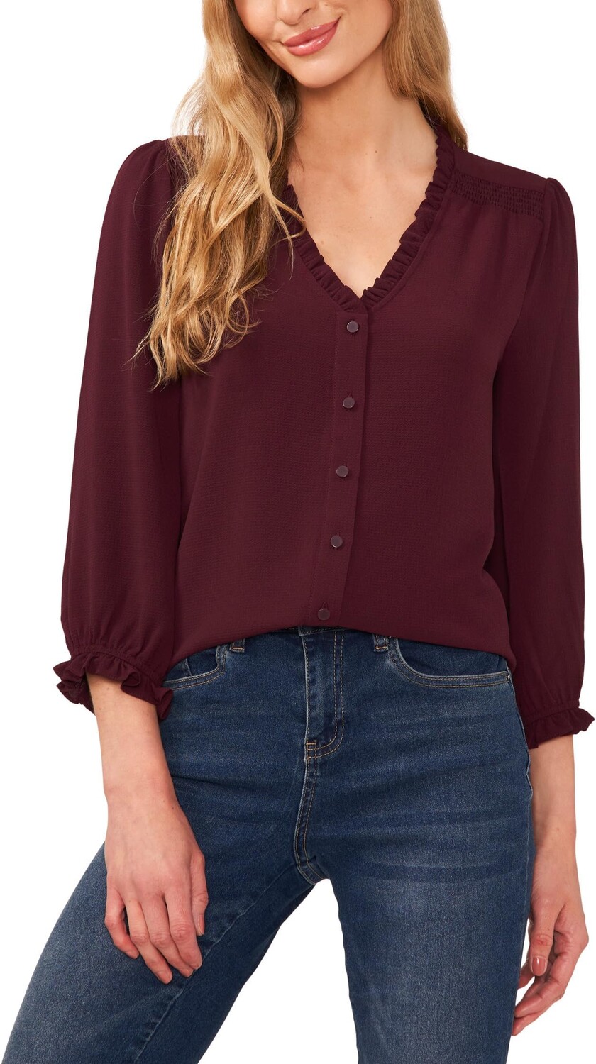 Блуза CeCe 3/4 Sleeve Button Front Blouse, цвет Rich Cabernet
Блуза CeCe 3/4 Sleeve Button Front Blouse, цвет Rich Cabernet