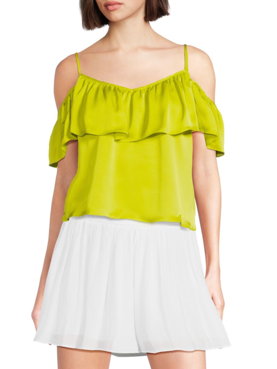 Атласный топ с открытыми плечами и оборками Ramy Brook, цвет Lime
Атласный топ с открытыми плечами и оборками Ramy Brook, цвет Lime