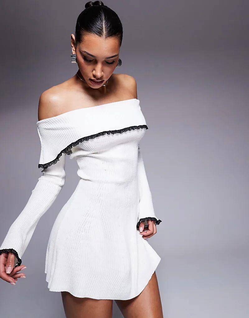 Мини-платье Missyempire с трикотажным лифом Bardot и кружевной отделкой белого цвета
Мини-платье Missyempire с трикотажным лифом Bardot и кружевной отделкой белого цвета