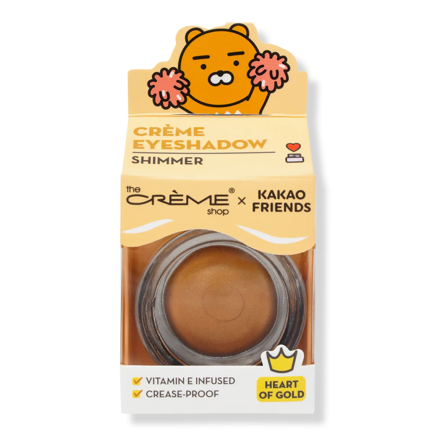 Тени для век Kakao Friends Crème Eyeshadow The Crème Shop, Heart of Gold (gold shimmer)
Тени для век Kakao Friends Crème Eyeshadow The Crème Shop, Heart of Gold (gold shimmer)