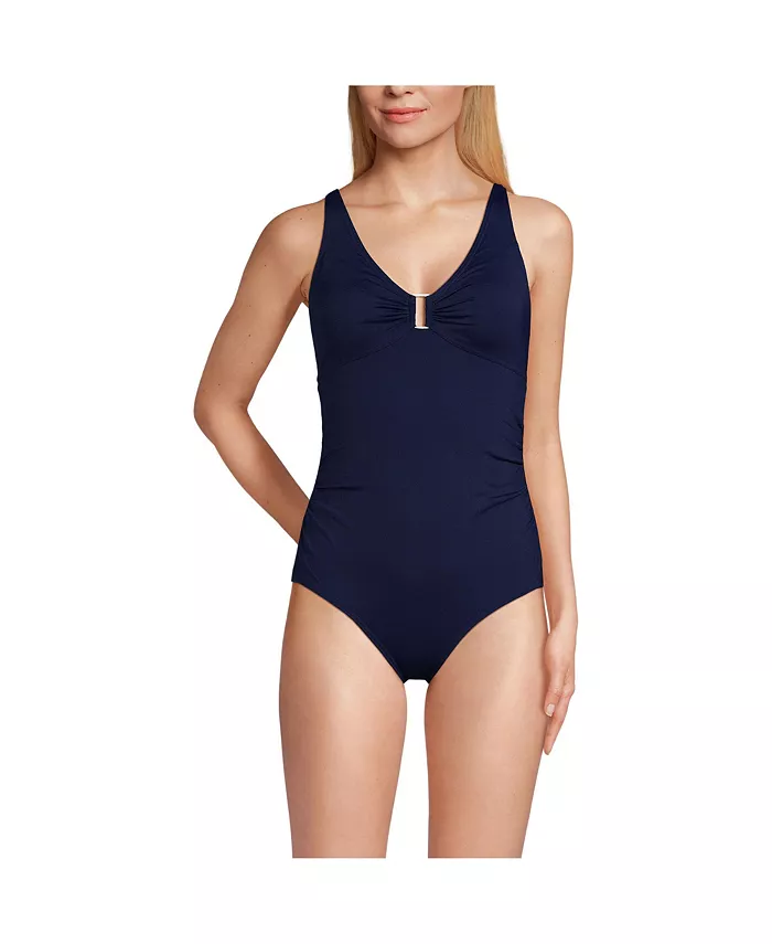 Женский слитный купальник с V-образным вырезом, устойчивый к хлору Lands' End, синий
Женский слитный купальник с V-образным вырезом, устойчивый к хлору Lands' End, синий