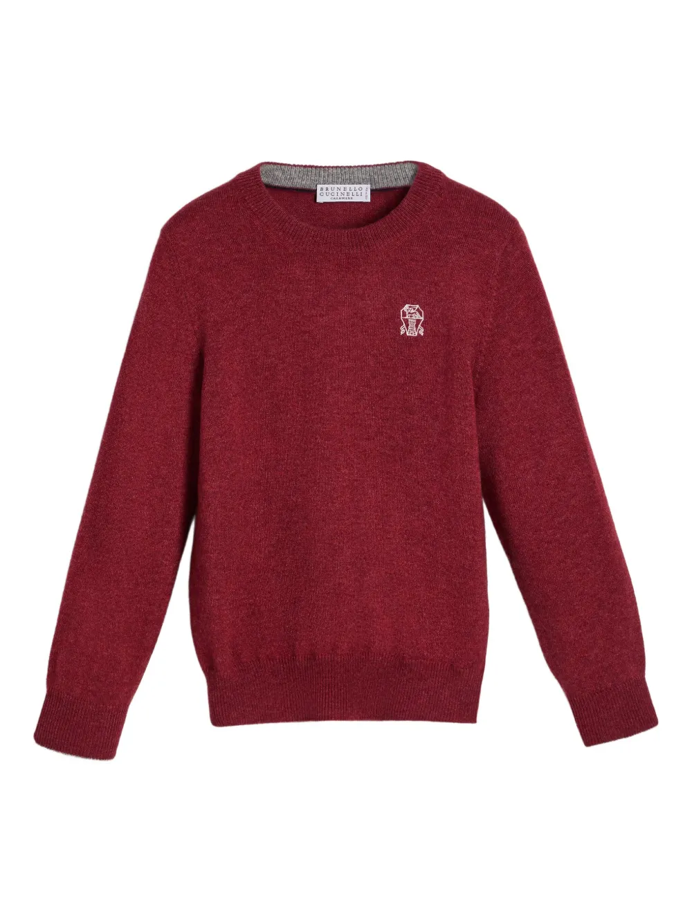 Свитер с круглым вырезом и вышитым логотипом Brunello Cucinelli Kids, красный
Свитер с круглым вырезом и вышитым логотипом Brunello Cucinelli Kids, красный