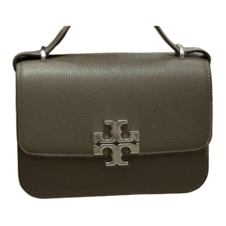 TORY BURCH Элеанор Текстурированная Кожаная Портфельная Сумка Через Плечо Маленькая Женская Тёмно-Коричневая