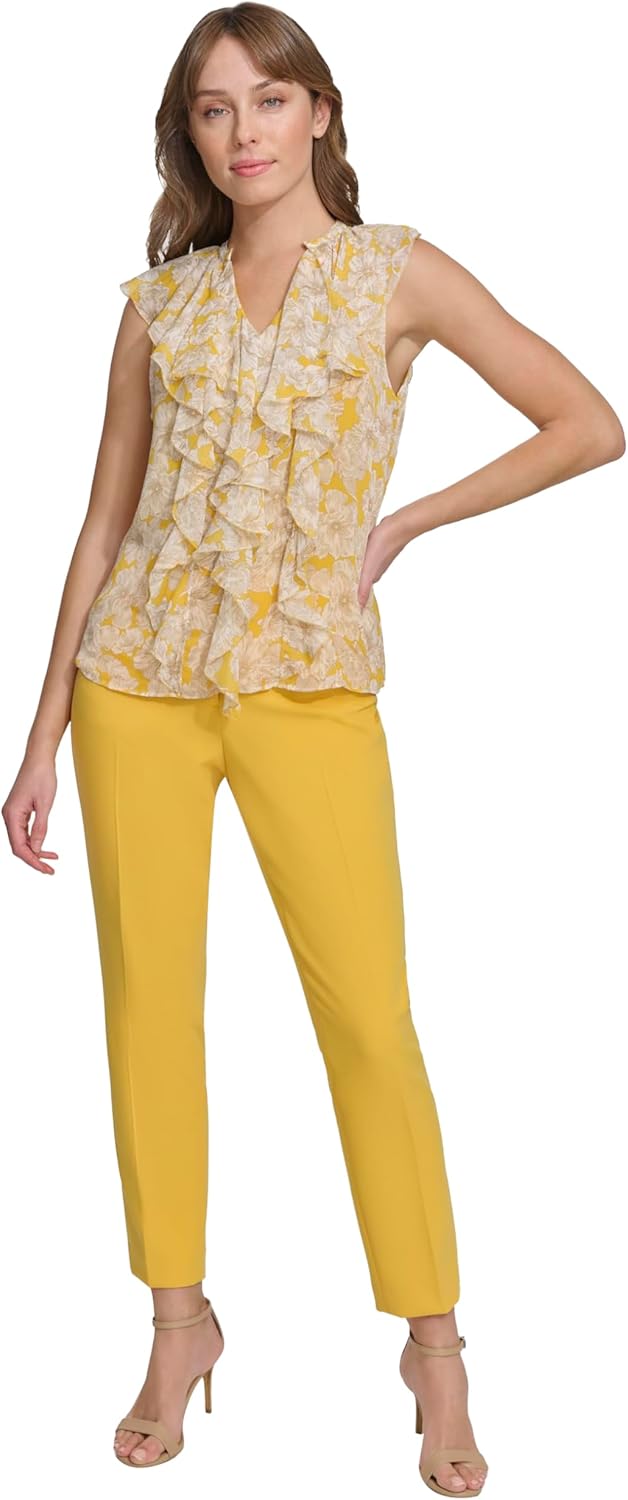 Женская блузка без рукавов Tommy Hilfiger Mix Media с оборкой спереди, Deep Maize Multi
Женская блузка без рукавов Tommy Hilfiger Mix Media с оборкой спереди, Deep Maize Multi