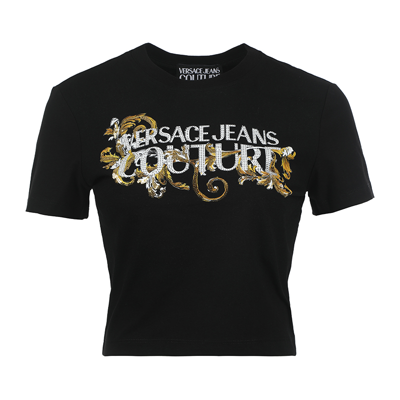 Футболка кроп с принтом лого VERSACE JEANS COUTURE, черный
Футболка кроп с принтом лого VERSACE JEANS COUTURE, черный