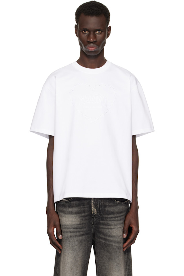 Футболка oversize из плотного хлопка с принтом сердца Ganni, белый
Футболка oversize из плотного хлопка с принтом сердца Ganni, белый