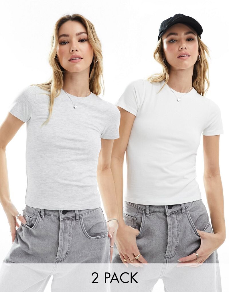 Miss Selfridge — комплект из 2 обтягивающих футболок с короткими рукавами серого меланжевого и белого цветов
Miss Selfridge — комплект из 2 обтягивающих футболок с короткими рукавами серого меланжевого и белого цветов