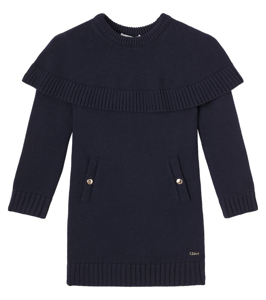 Платье из хлопка и шерсти с пелериной Chloé Kids, Bleu Amiral
Платье из хлопка и шерсти с пелериной Chloé Kids, Bleu Amiral