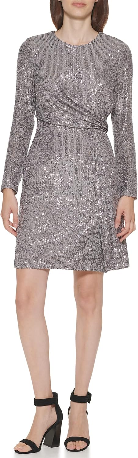 Женское коктейльное платье-футляр с длинными рукавами и пайетками от Calvin Klein, Granite
Женское коктейльное платье-футляр с длинными рукавами и пайетками от Calvin Klein, Granite