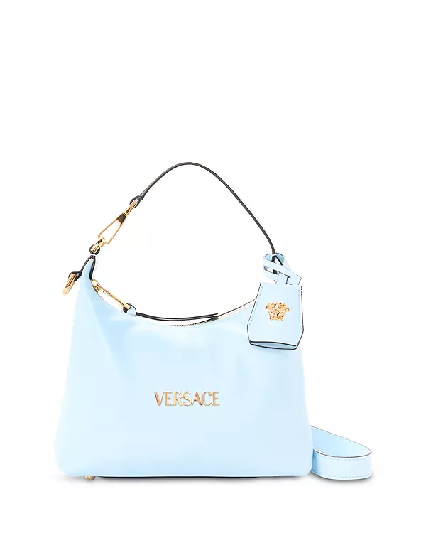 Кожаная сумка-хобо с биркой Versace, синий
Кожаная сумка-хобо с биркой Versace, синий