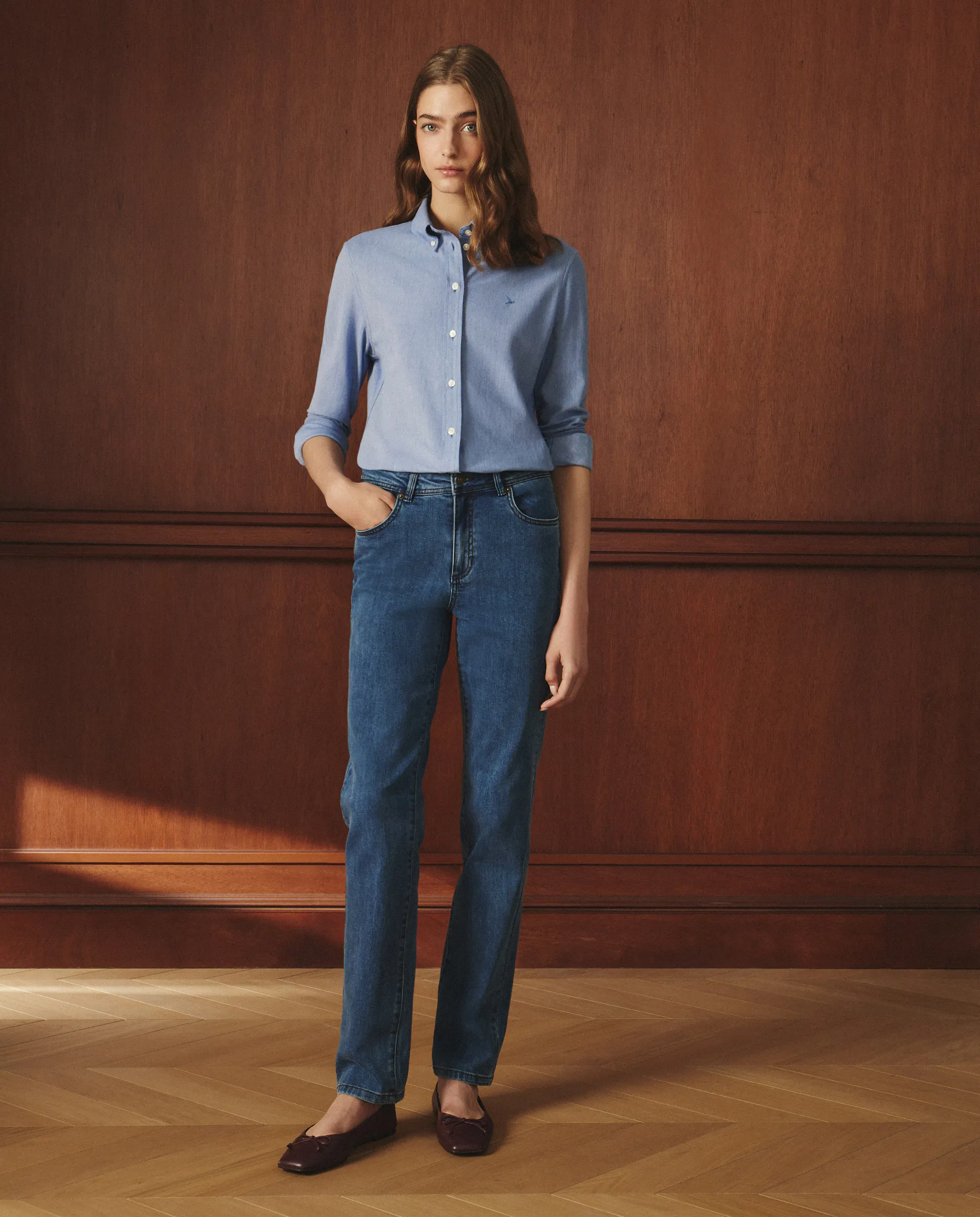 Женская однотонная рубашка с длинным рукавом Lloyd's, темно-синий 
Женская однотонная рубашка с длинным рукавом Lloyd's, темно-синий