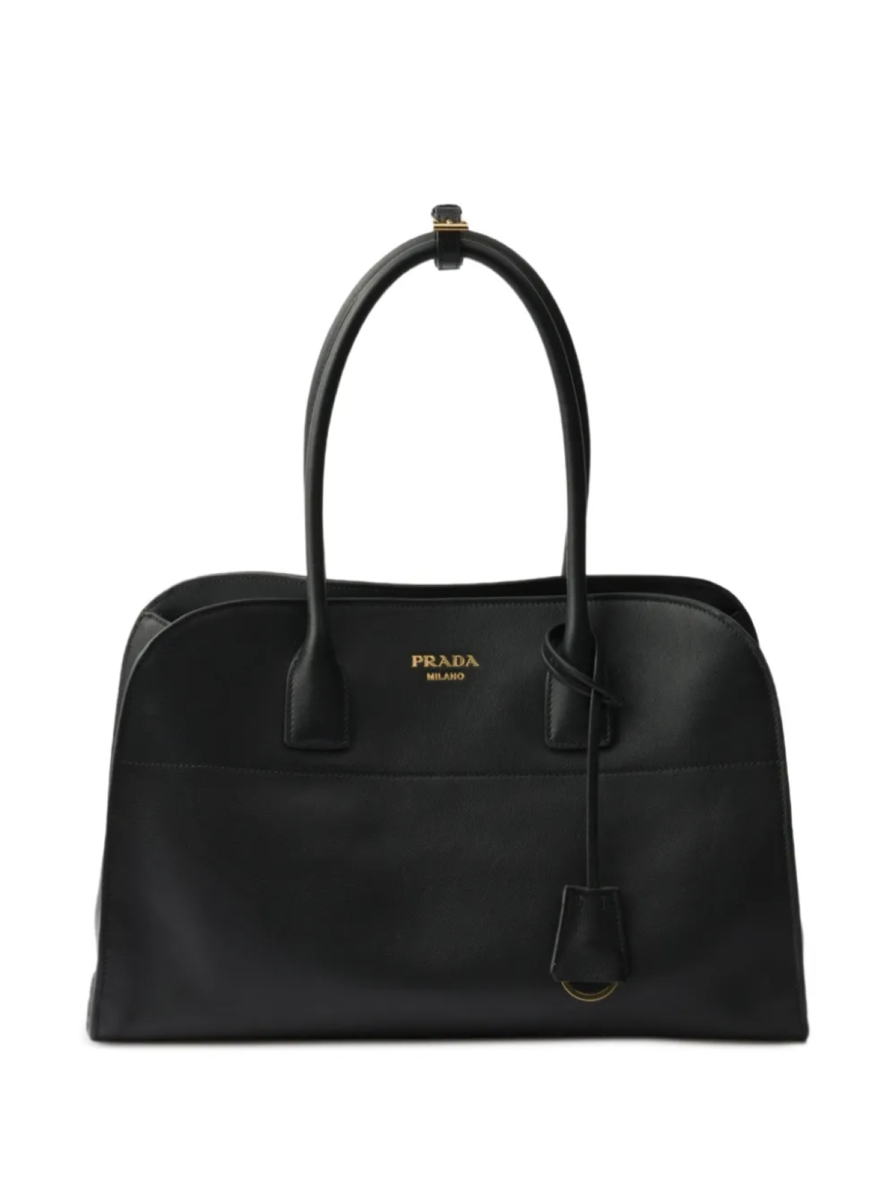 Большая кожаная сумка-тоут Prada, черный 
Большая кожаная сумка-тоут Prada, черный