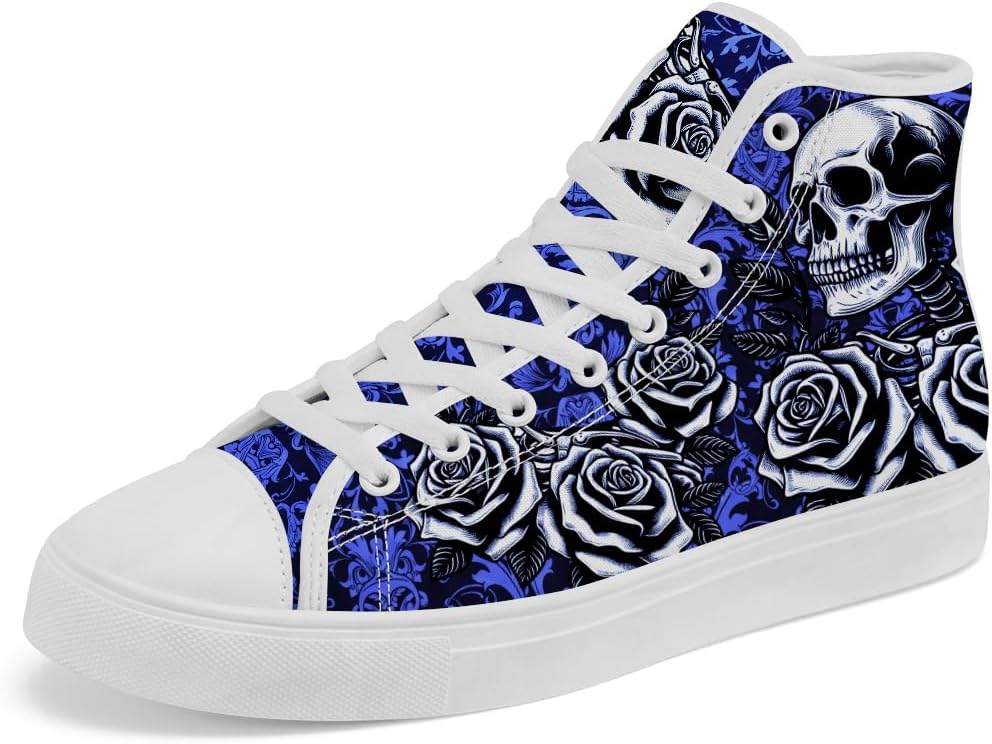 Женские и мужские высокие кеды с цветочным черепом на холщовой основе, высокие кроссовки с черепом, повседневные шнуровки Chebing, синий
Женские и мужские высокие кеды с цветочным черепом на холщовой основе, высокие кроссовки с черепом, повседневные шнуровки Chebing, синий