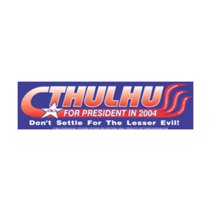 Наклейка на бампер «Ктулху для президента», Call of Cthulhu - Memorabilia & Merchandise (Chaosium 5.6-6th Editions)
Наклейка на бампер «Ктулху для президента», Call of Cthulhu - Memorabilia & Merchandise (Chaosium 5.6-6th Editions)