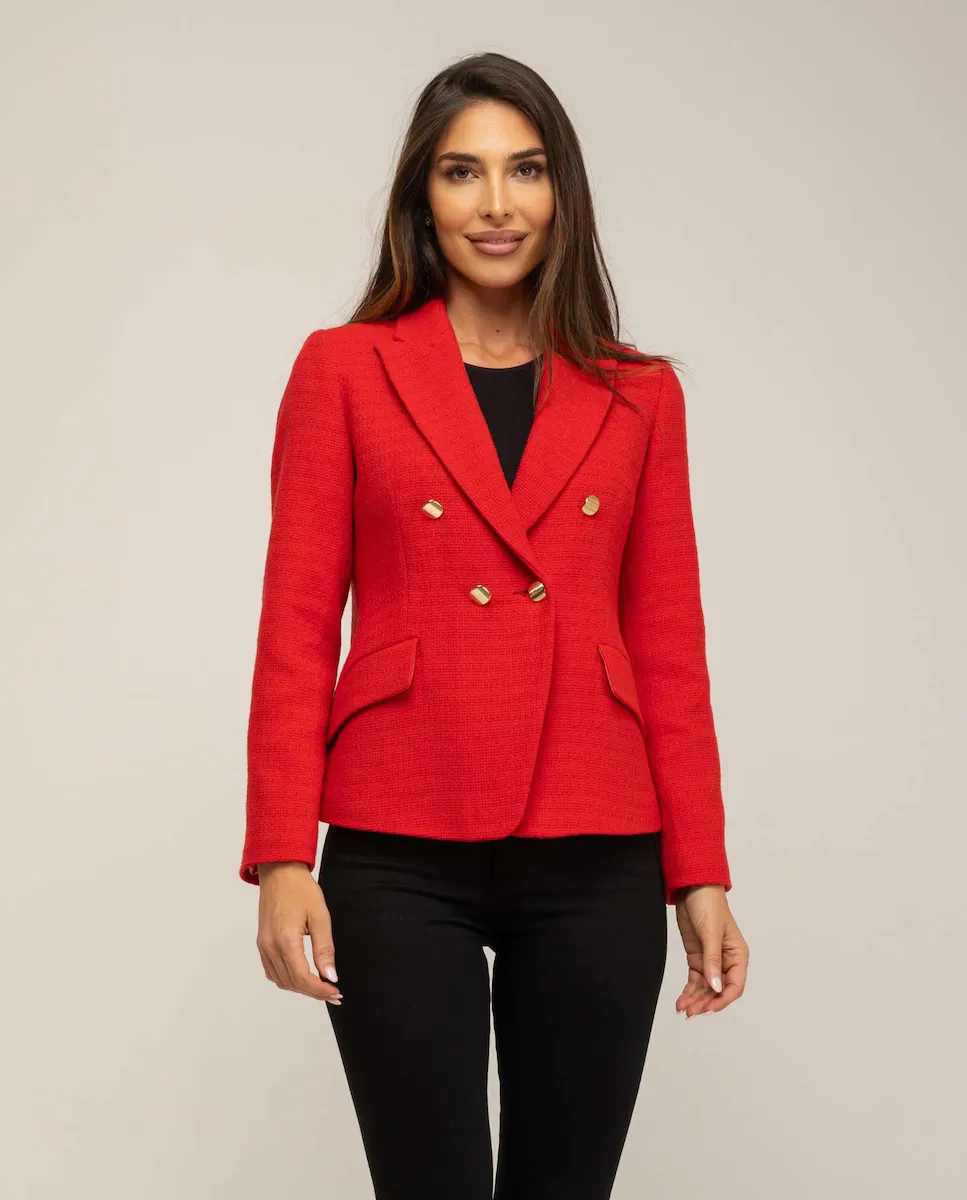 Женский двубортный двубортный жакет с воротником на лацканах Fsh, красный
Женский двубортный двубортный жакет с воротником на лацканах Fsh, красный
