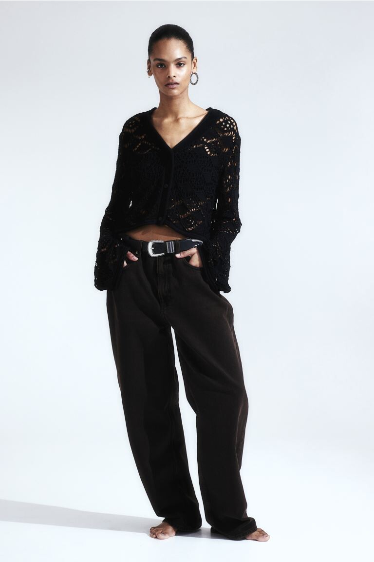 Кардиган вязки "пуантелле" H&M, черный
Кардиган вязки "пуантелле" H&M, черный