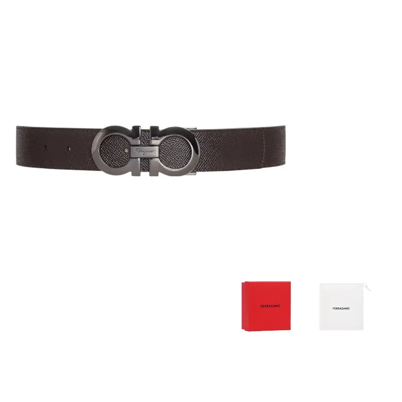 Ferragamo Реверсивный и регулируемый пояс Gancini, Black/Mocha
Ferragamo Реверсивный и регулируемый пояс Gancini, Black/Mocha