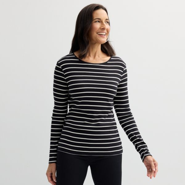 Женская базовая футболка с длинным рукавом и круглым вырезом Croft & Barrow, цвет black classy stripe
Женская базовая футболка с длинным рукавом и круглым вырезом Croft & Barrow, цвет black classy stripe