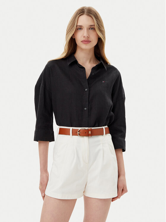 Свободная рубашка WW0WW46169 Tommy Hilfiger, черный 
Свободная рубашка WW0WW46169 Tommy Hilfiger, черный