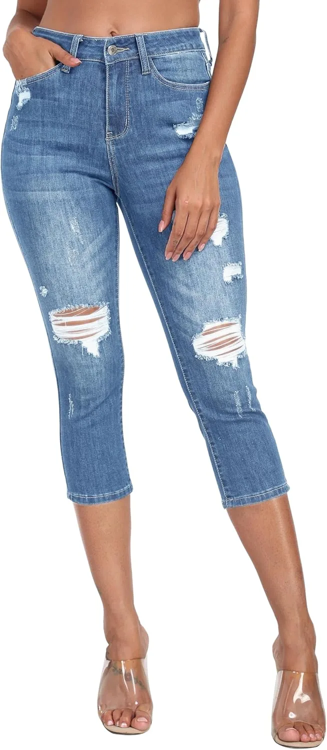 WAYRUNZ женские джинсы-капри скинни с высокой посадкой и потертостями
WAYRUNZ женские джинсы-капри скинни с высокой посадкой и потертостями