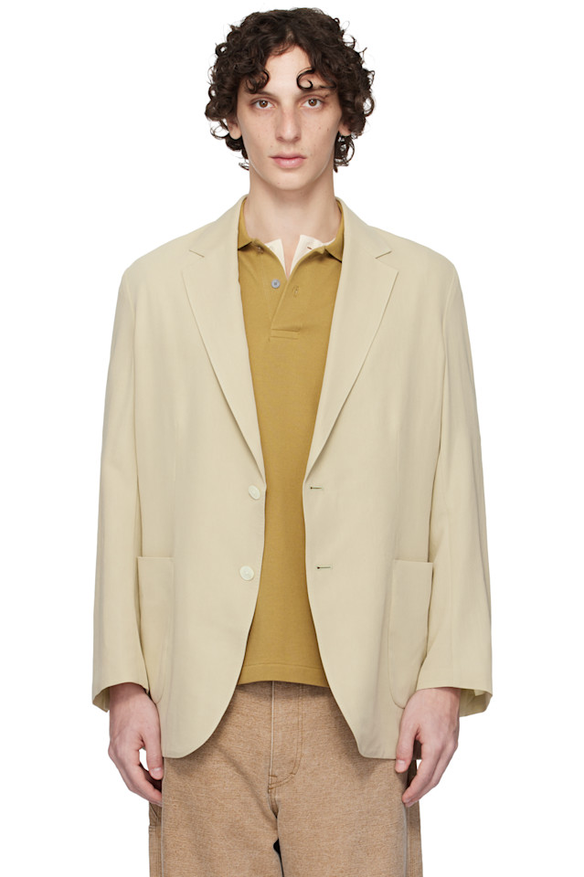 Легкий виелловый блейзер из хлопковой шерсти Auralee, хаки
Легкий виелловый блейзер из хлопковой шерсти Auralee, хаки