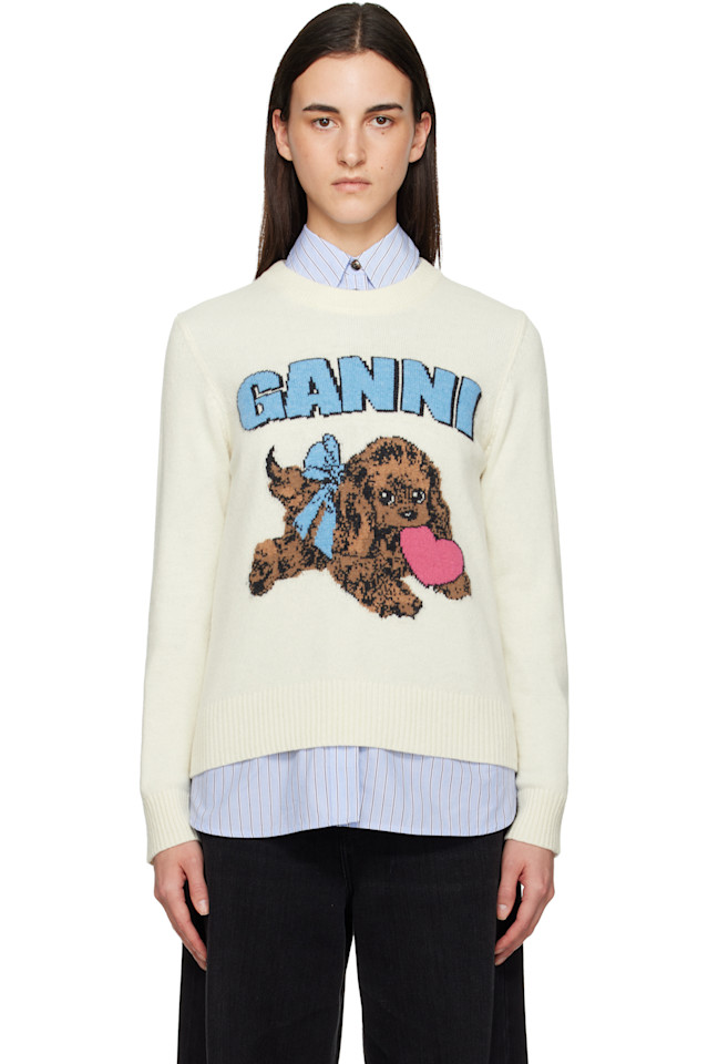 Ganni Свитер из щенячьей шерсти Off-White
Ganni Свитер из щенячьей шерсти Off-White