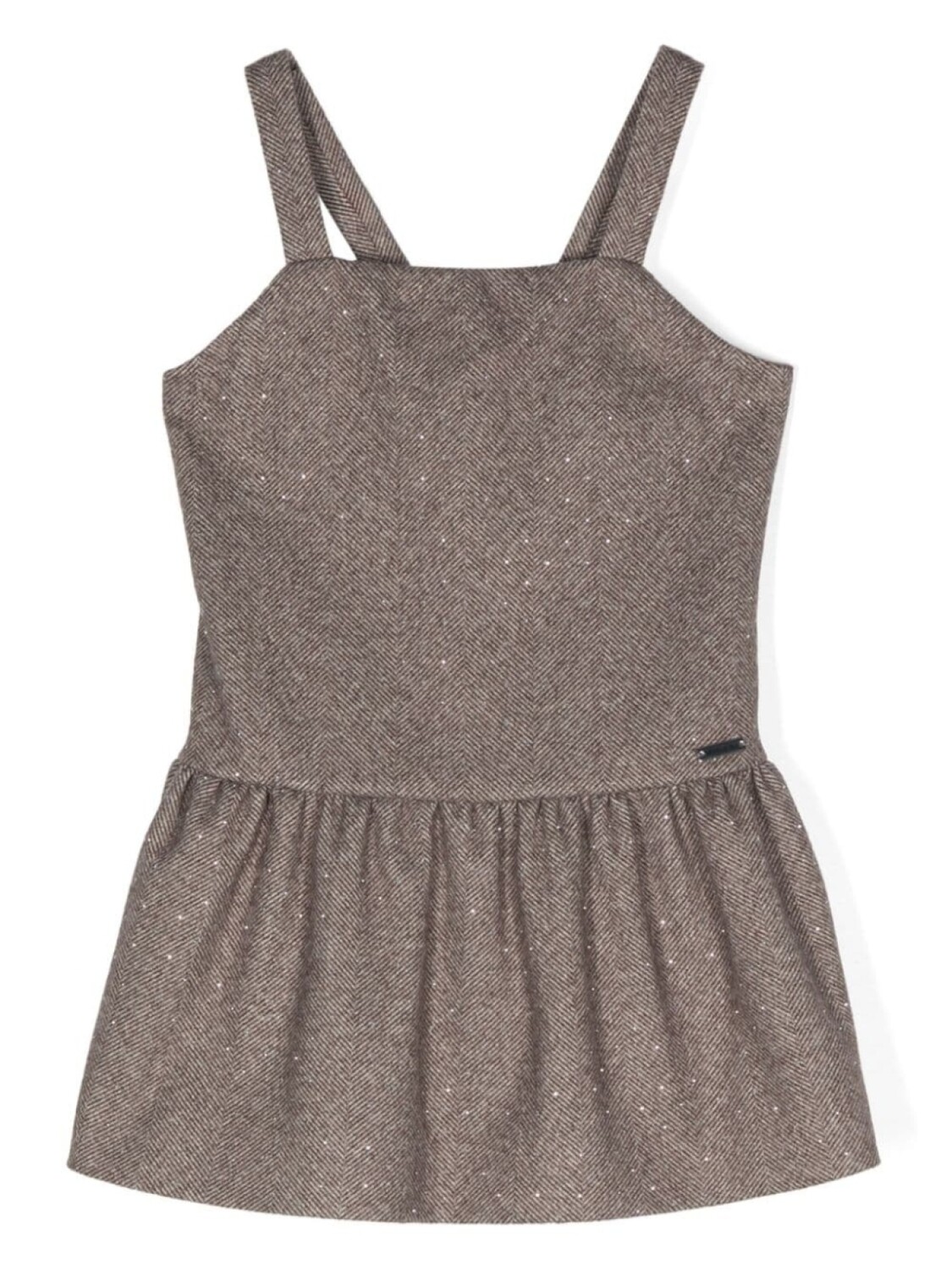 Monnalisa платье без рукавов с узором в елочку, коричневый
Monnalisa платье без рукавов с узором в елочку, коричневый