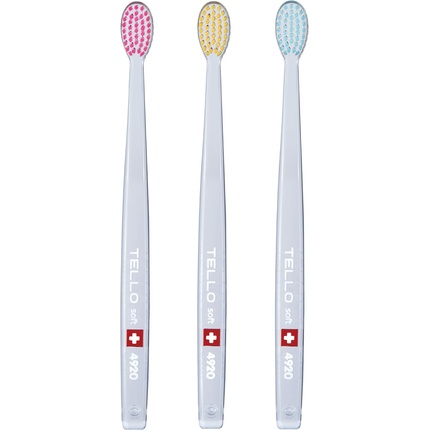 4920 Взрослая мягкая швейцарская зубная щетка для бережной чистки с эргономичным дизайном Tello
4920 Взрослая мягкая швейцарская зубная щетка для бережной чистки с эргономичным дизайном Tello