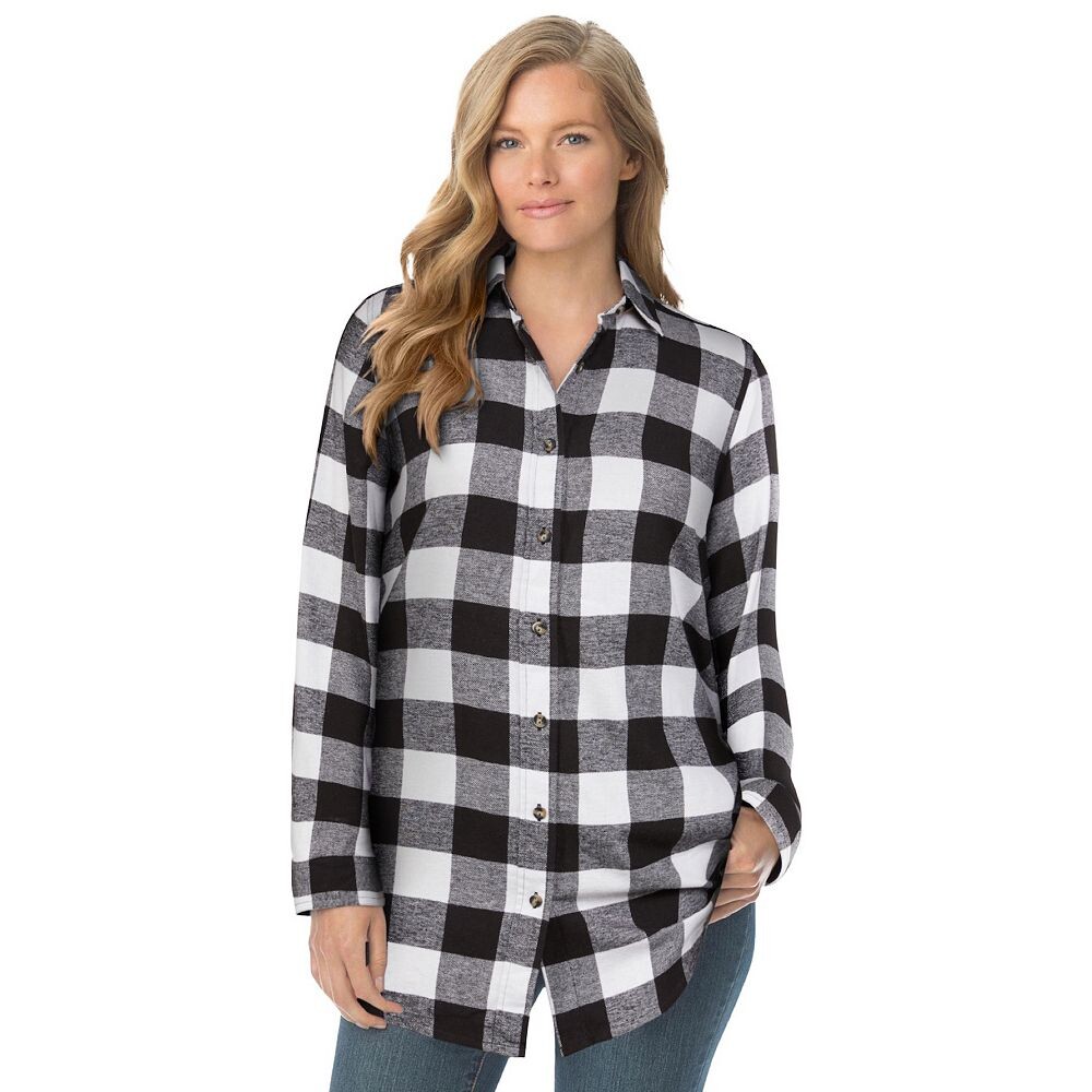Женщина в женской классической фланелевой рубашке больших размеров Woman Within, цвет White Buffalo Plaid
Женщина в женской классической фланелевой рубашке больших размеров Woman Within, цвет White Buffalo Plaid