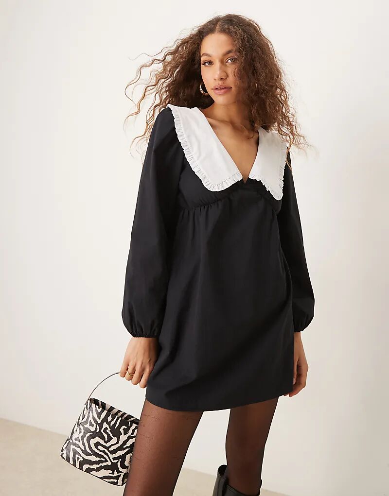 Мини-платье из поплина с контрастным воротником черного цвета ASOS DESIGN
Мини-платье из поплина с контрастным воротником черного цвета ASOS DESIGN
