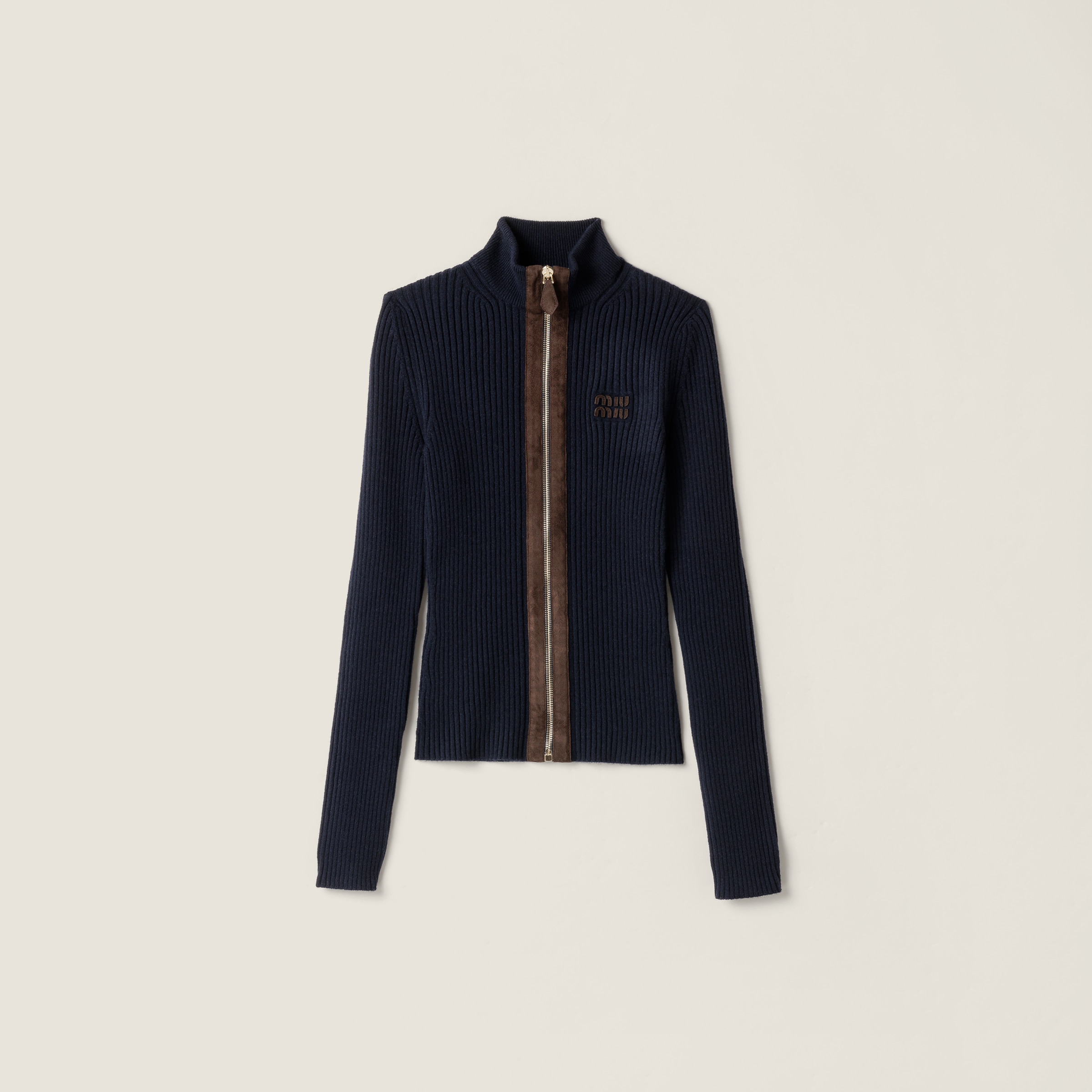 Кардиган на молнии из кашемира и кожи MIU MIU, темно-синий
Кардиган на молнии из кашемира и кожи MIU MIU, темно-синий