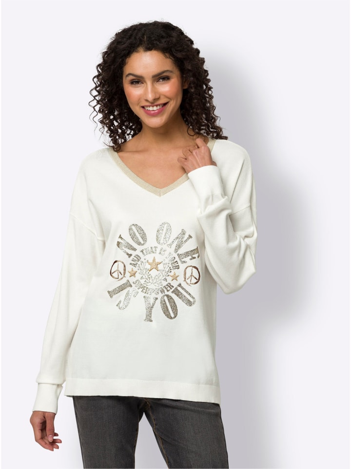 Тонкий вязаный свитер цвета экрю Heine
Тонкий вязаный свитер цвета экрю Heine