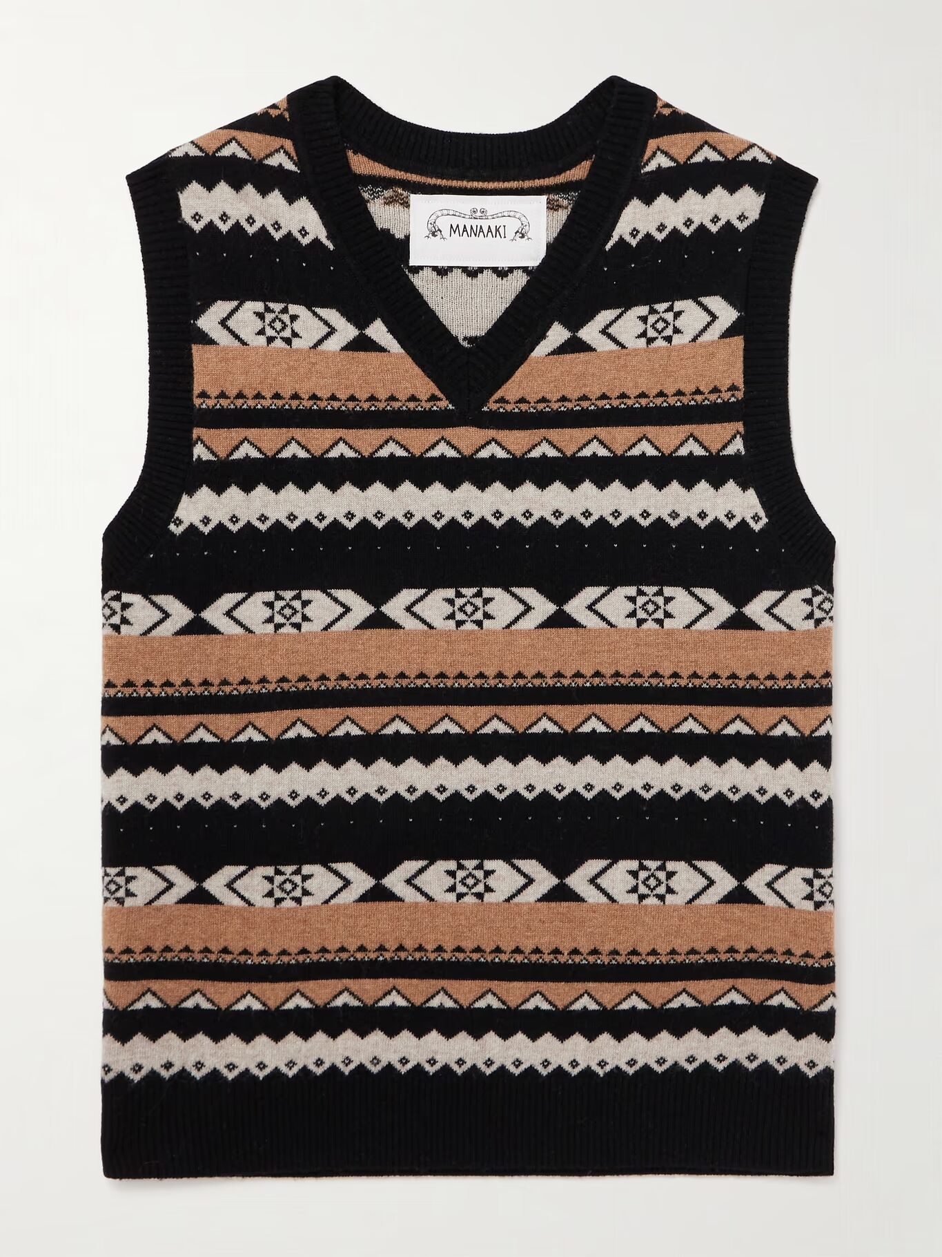 Жаккардовый жилет из смеси мериносовой шерсти и кашемира MANAAKI, черный 
Жаккардовый жилет из смеси мериносовой шерсти и кашемира MANAAKI, черный