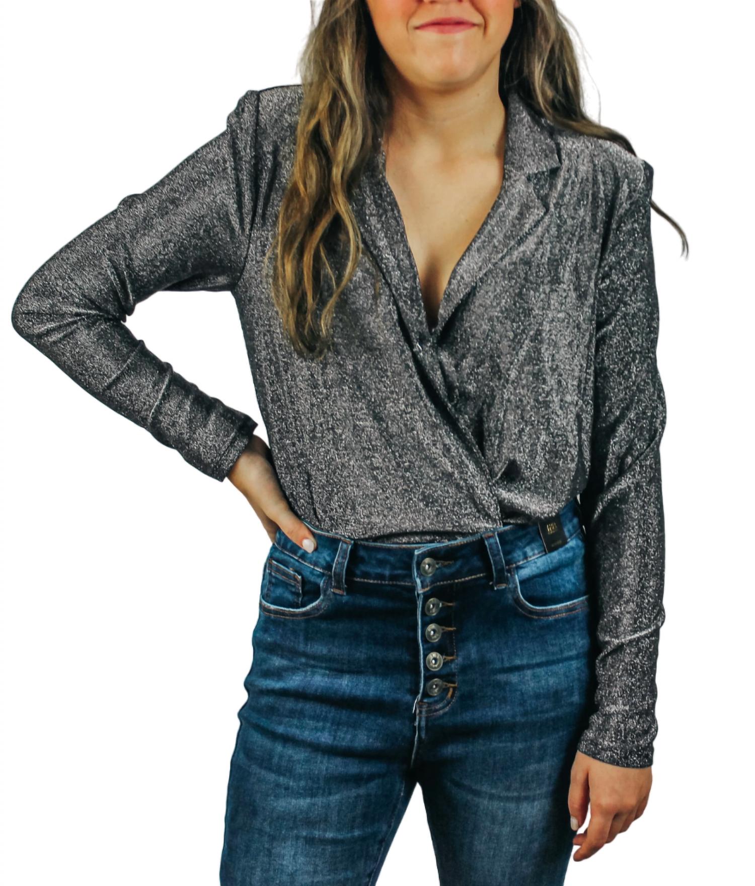 Боди с глубоким V-образным вырезом в серебристом цвете Blue Blush, серебряный
Боди с глубоким V-образным вырезом в серебристом цвете Blue Blush, серебряный