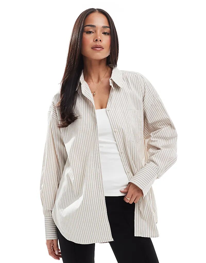Рубашка оверсайз Джейми в кремовую полоску JJXX 
Рубашка оверсайз Джейми в кремовую полоску JJXX