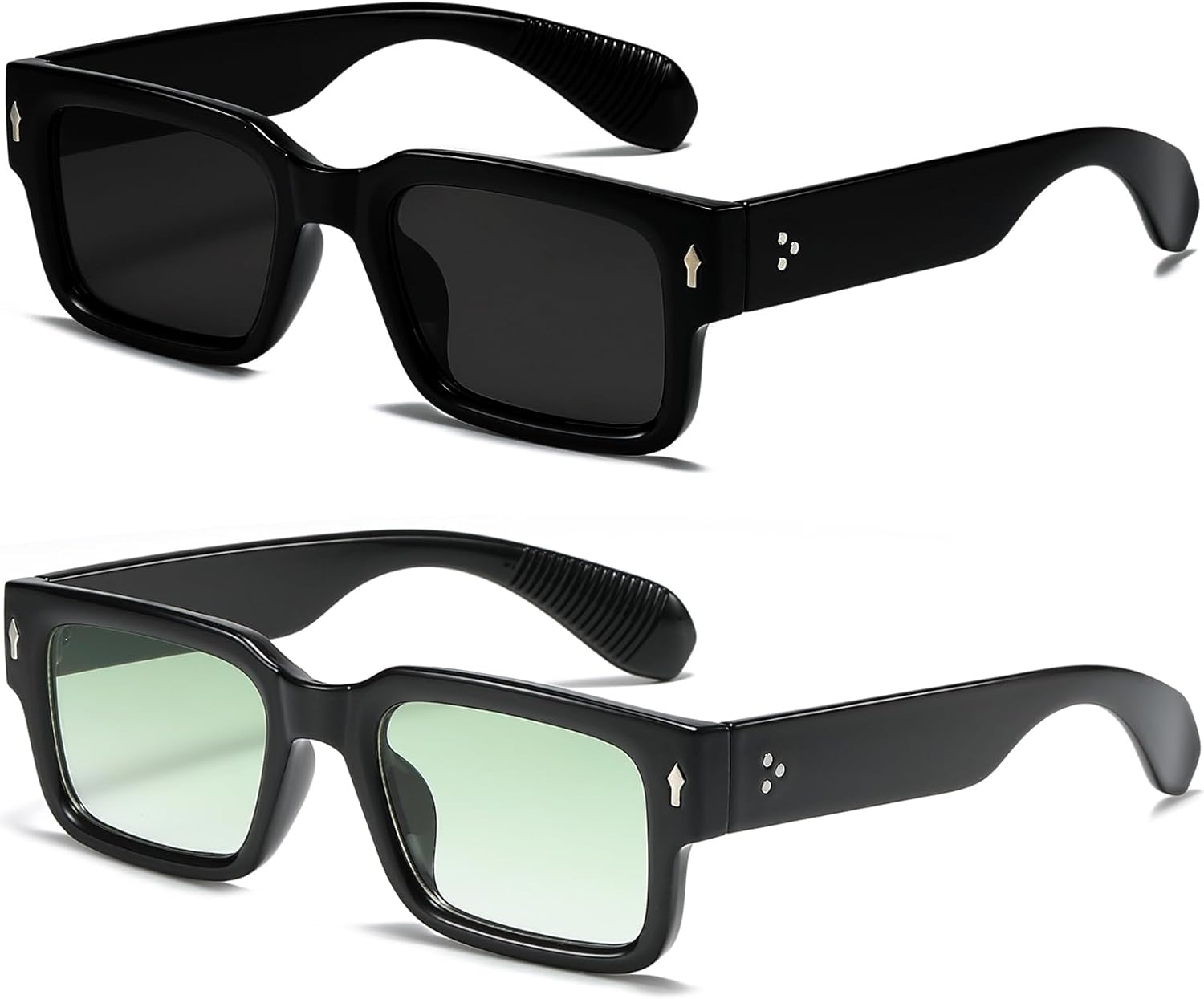 Солнцезащитные очки EYLRIM в квадратной оправе для женщин и мужчин, модные массивные прямоугольные солнцезащитные очки черного цвета с защитой от УФ-излучения UV400, 2 Pack (Black/Grey+black/Gradient Green)
Солнцезащитные очки EYLRIM в квадратной оправе для женщин и мужчин, модные массивные прямоугольные солнцезащитные очки черного цвета с защитой от УФ-излучения UV400, 2 Pack (Black/Grey+black/Gradient Green)