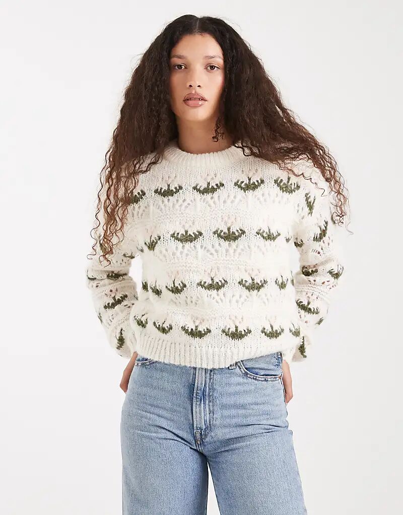 Вязаный джемпер Vero Moda с цветочным принтом в виде тюльпанов кремового цвета
Вязаный джемпер Vero Moda с цветочным принтом в виде тюльпанов кремового цвета