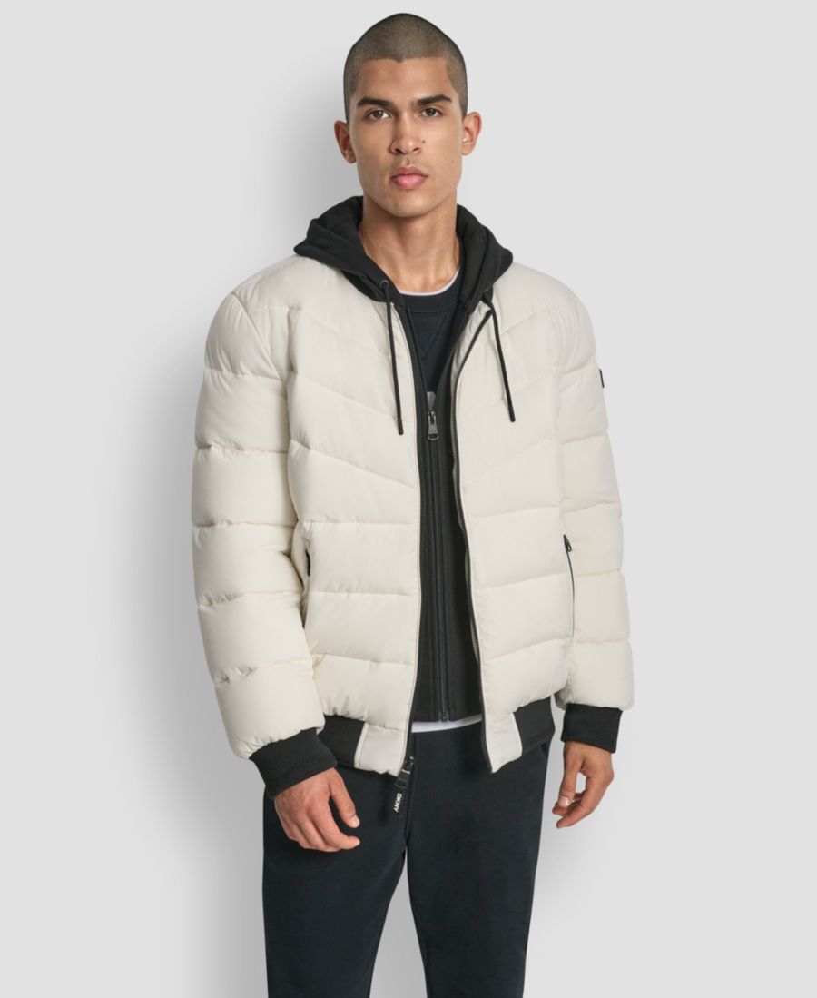 Мужская стеганая куртка-бомбер с капюшоном DKNY, Cream
Мужская стеганая куртка-бомбер с капюшоном DKNY, Cream