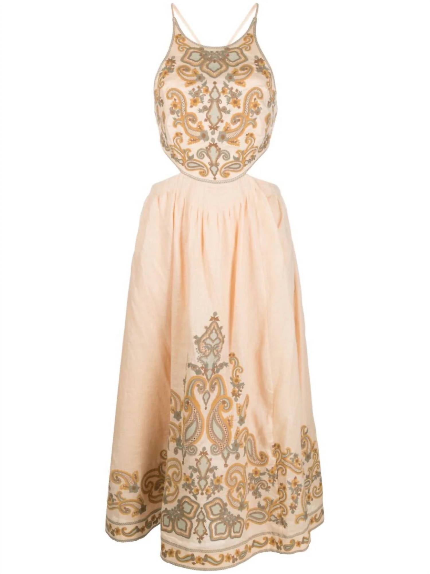 Женское платье-миди Devi с завязками на шее в цвете шалфей/золото Zimmermann