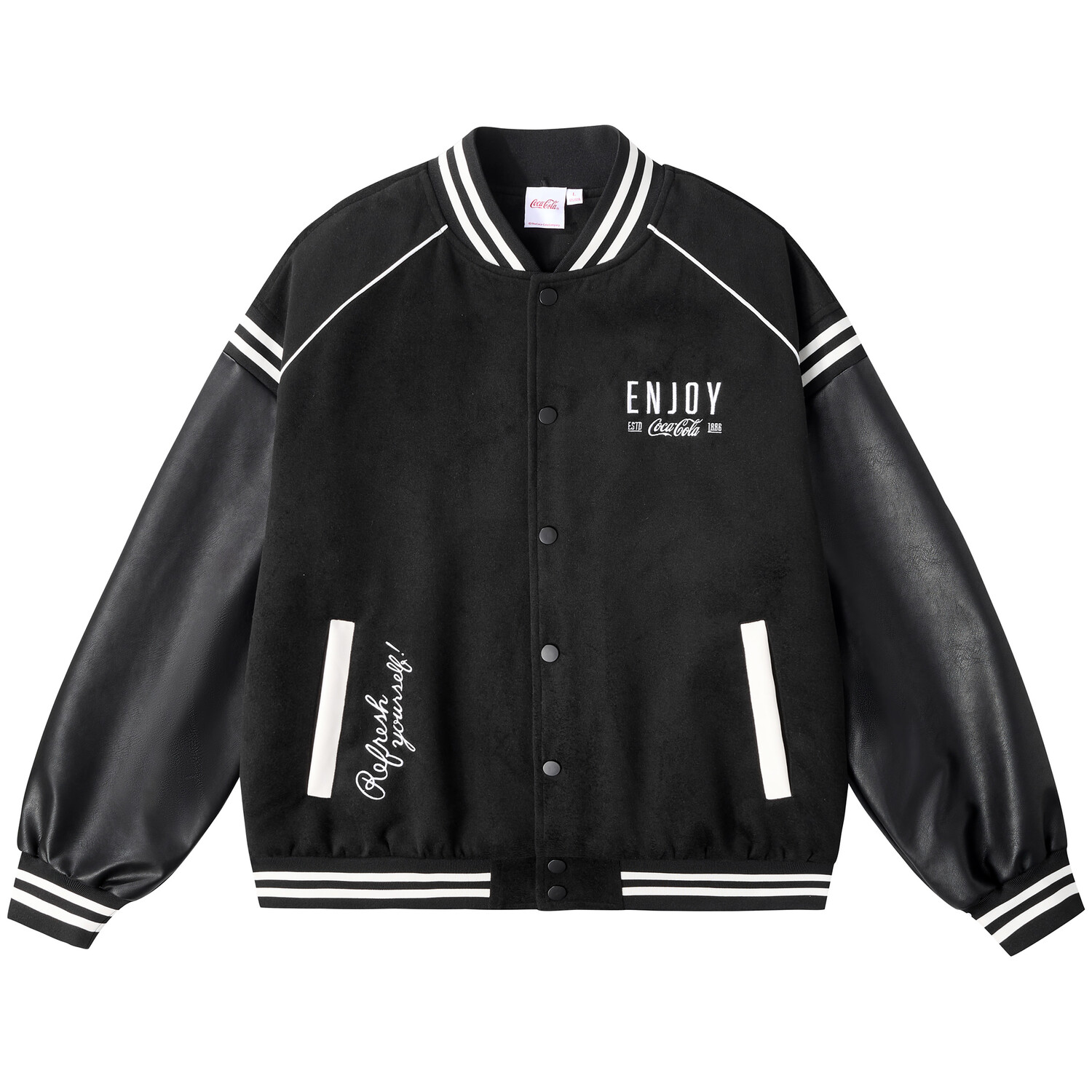 Бейсбольная куртка унисекс Coca-Cola, Черный (с хлопком)
Бейсбольная куртка унисекс Coca-Cola, Черный (с хлопком)
