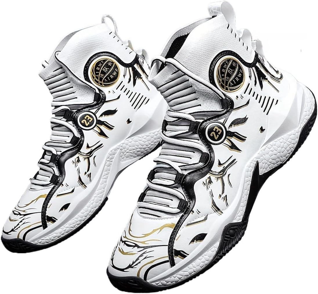 Мужские высокие баскетбольные кроссовки - дышащие, с противоскользящей резиновой подошвой с амортизацией, прочные и стильные для бега и повседневной носки Hhhchpm, белый
Мужские высокие баскетбольные кроссовки - дышащие, с противоскользящей резиновой подошвой с амортизацией, прочные и стильные для бега и повседневной носки Hhhchpm, белый